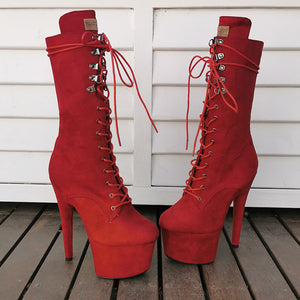 7" Mid Calf Lace Up - Burgundy