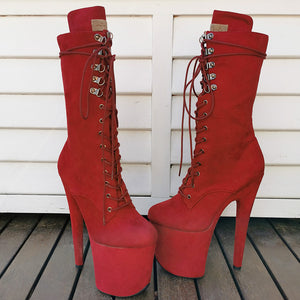 8" Mid Calf Lace Up - Burgundy