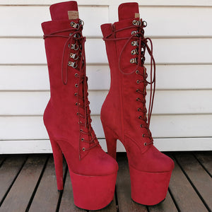 8" Mid Calf Lace Up - Burgundy