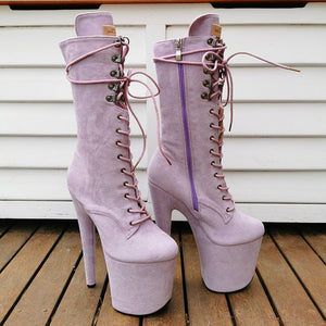 8" Mid Calf Lace Up - Lilac