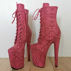 8" Ankle Boots - Snakeskin Faux