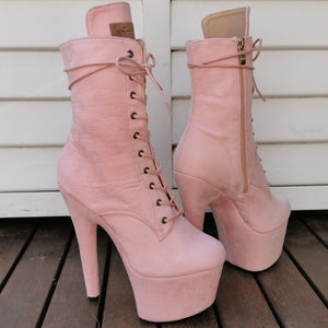 7" Ankle Boots - Suede Pink