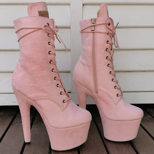 7" Ankle Boots - Suede Pink