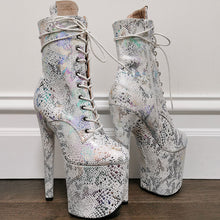 Load image into Gallery viewer, 8&quot; Ankle Boots - White Foil SS Print
