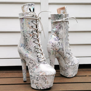 7" Ankle Boots - White Foil SS Print